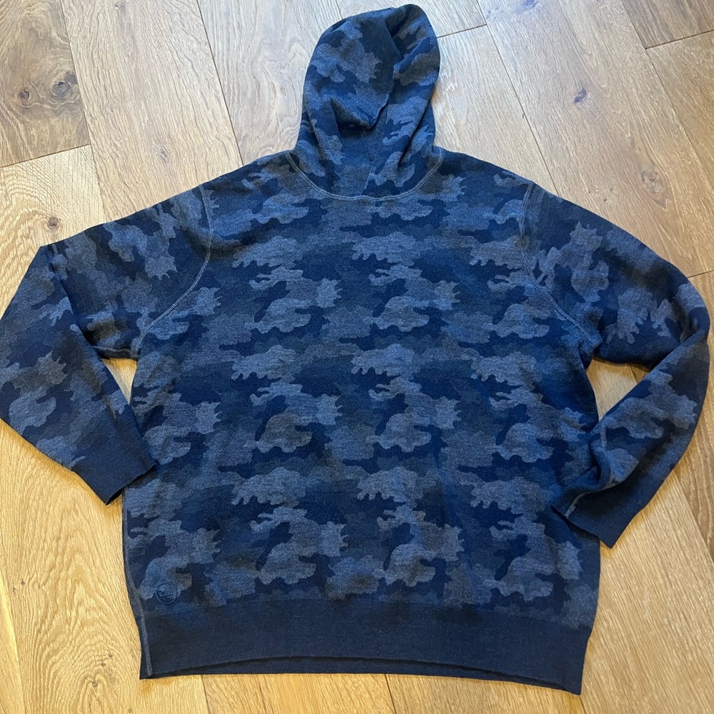 Peter Millar Men’s Large Wool Navy Camouflage Hoo… - image 1